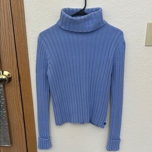 Vintage American Eagle Outfitters 100% Cotton Ribbed Blue Turtleneck Sweater